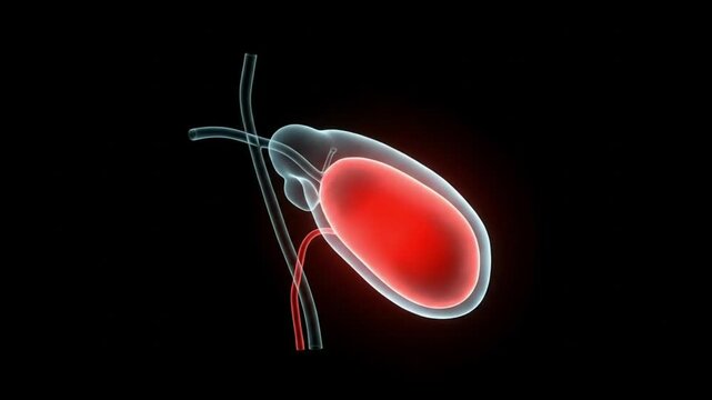 Gallbladder in human digestive system on dark background