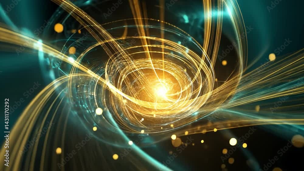 Aufkleber dynamic visual depth mesmerizing swirl of golden light and energy in vibrant abstract motion