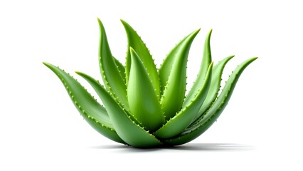 Fototapeta premium A vibrant aloe vera plant with thick, pointed leaves, showcasing its unique shape and rich green color.