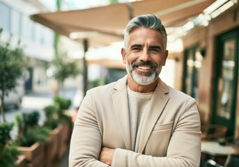 Fototapeta premium Smiling mature man outdoors portrait
