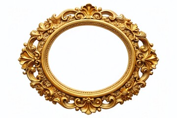 Antique Gold Oval Picture Frame Silhouette, Isolated on White Background - Perfect for Vintage Design Projects