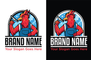 mascot phoenix cleaning services illustration vector logo design
