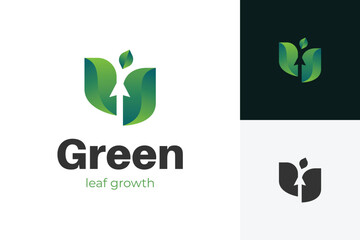 Nature Leaf grow up logo icon design vector illustration graphic symbol for financial growth logo design