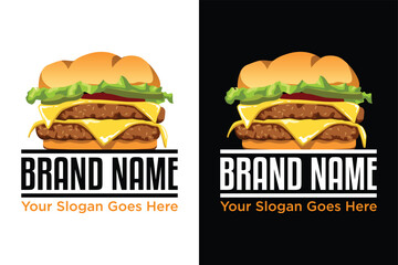 fast food burger double cheese patty illustration vector logo design