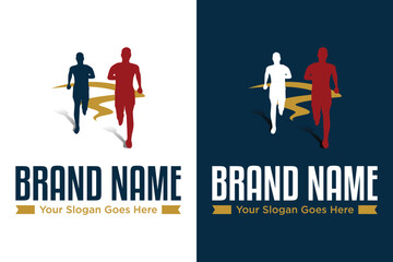 simple modern run running illustration vector logo design
