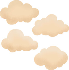 Cream Watercolor Cloud Set for Kids Design