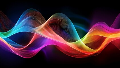 an abstract image of colorful waves symbolizing sound or energy in a mesmerizing display the vibrant hues and dynamic lines create a sense of movement and flow