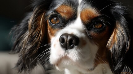 Naklejka premium Close-up portrait of a dog's face, expressive eyes