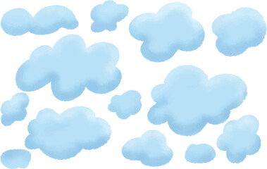 Fluffy Blue Watercolor Cloud Set for Kids
