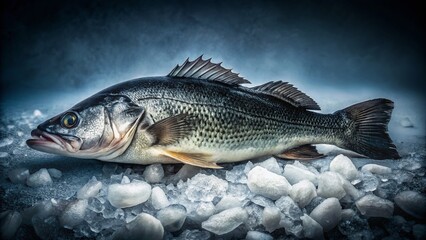 Obraz premium Black & White Silhouette: Frozen Murray Cod at Australian Fish Market