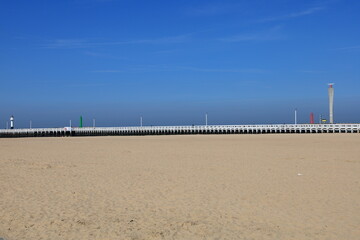 Ostend beach located in the province of West Flanders in the Flemish Region of Belgium
