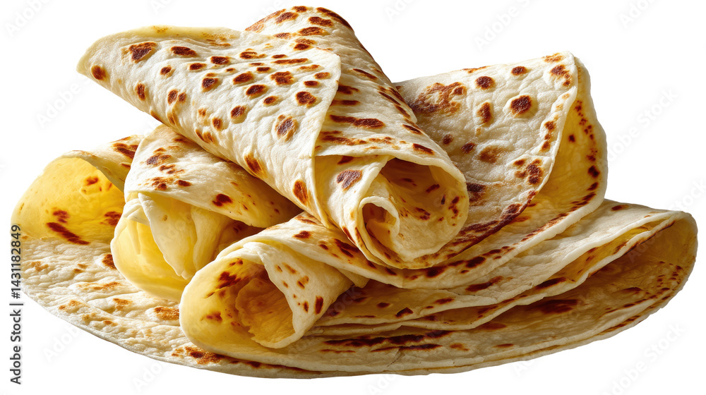 Poster delicious flatbread stack: a mouthwatering close-up of a stack of golden-brown flatbreads, each one 