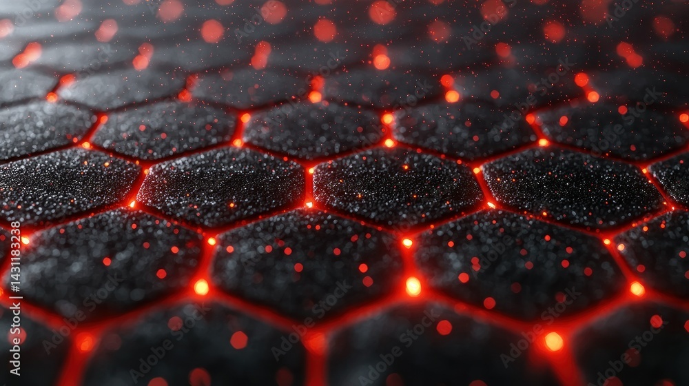 Poster glowing hexagonal network: abstract digital art