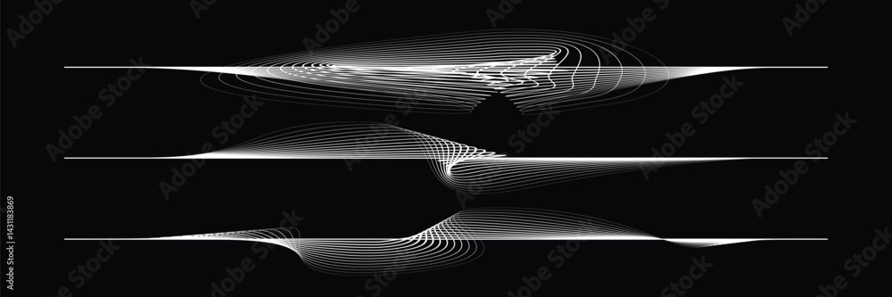Poster digital sound equalizer . audio signal frequency signal . abstract flow linear fluid wavy shape . ac
