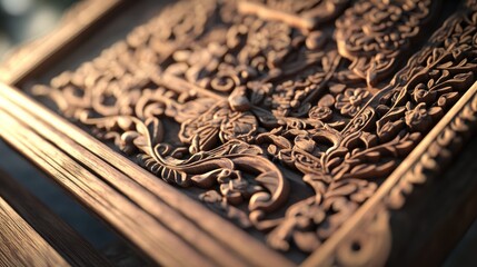 Intricate wood carving, detailed design