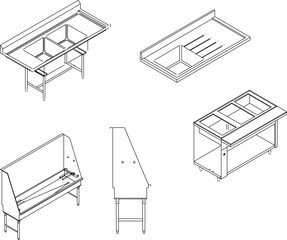 silhouette design vector illustration sketch of detailed drawing of wash basin with modern minimalist design