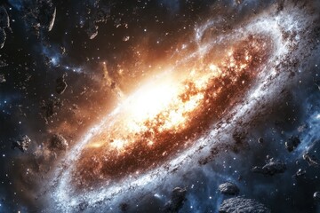 Vibrant galaxy formation amidst cosmic dust and stellar explosions in deep space