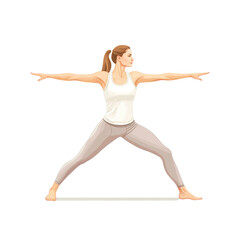 Fototapeta premium Woman Practicing Virabhadrasana II Yoga Pose, Warrior Two Pose