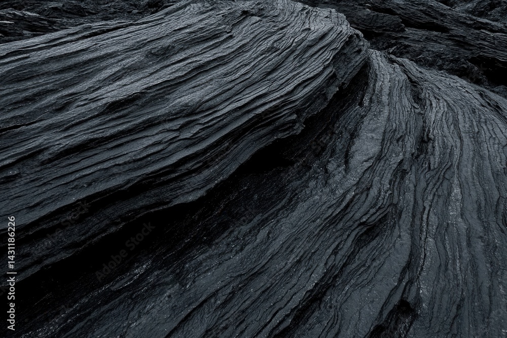 Poster dramatic dark slate texture showcasing layered rock formations with a geological perspective and moo