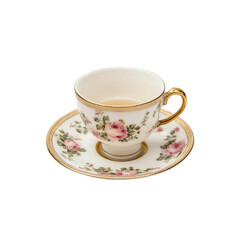 Fototapeta premium Elegant Teacup and Saucer with Floral Design