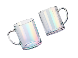 Transparent mugs with beautiful iridescent finish create stunning mockup for any beverage