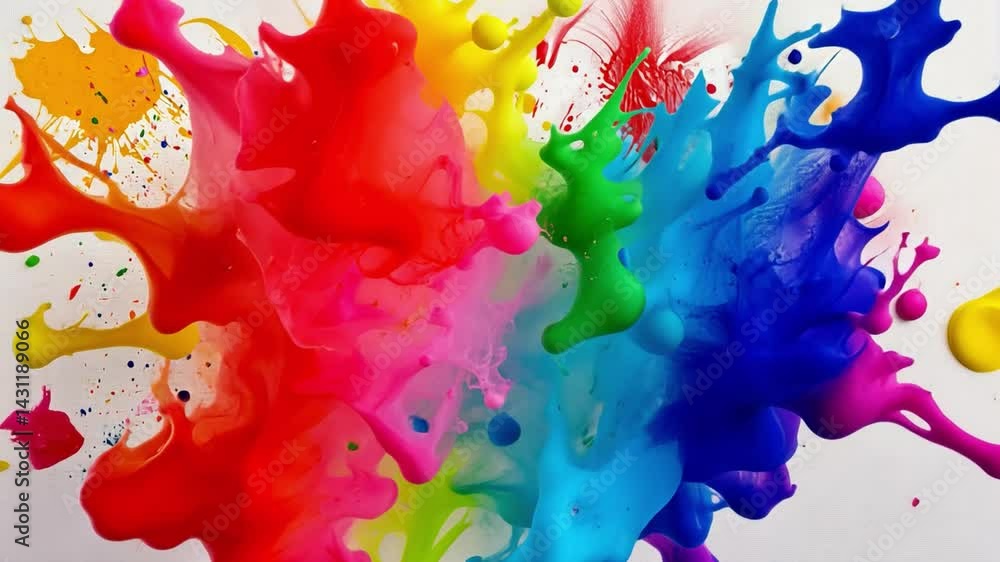 Poster vibrant and fluid splashes of color create artistic abstract design, showcasing dynamic blend of bri