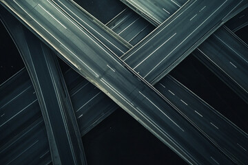 Obraz premium Aerial view of highway interchange complex roads lanes and bridges