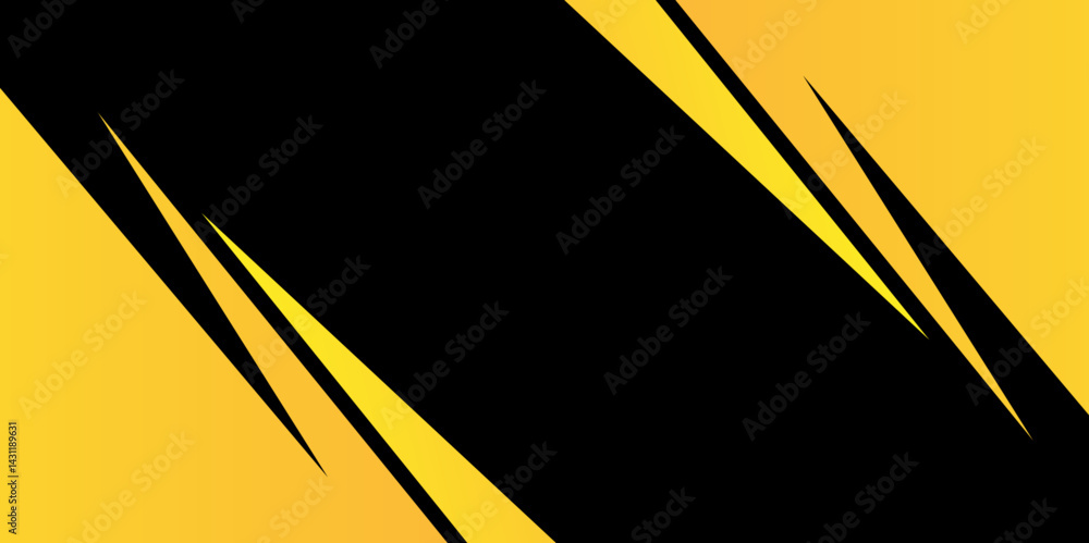 Aufkleber abstract template yellow geometric triangles contrast black background. overlapping design for cover