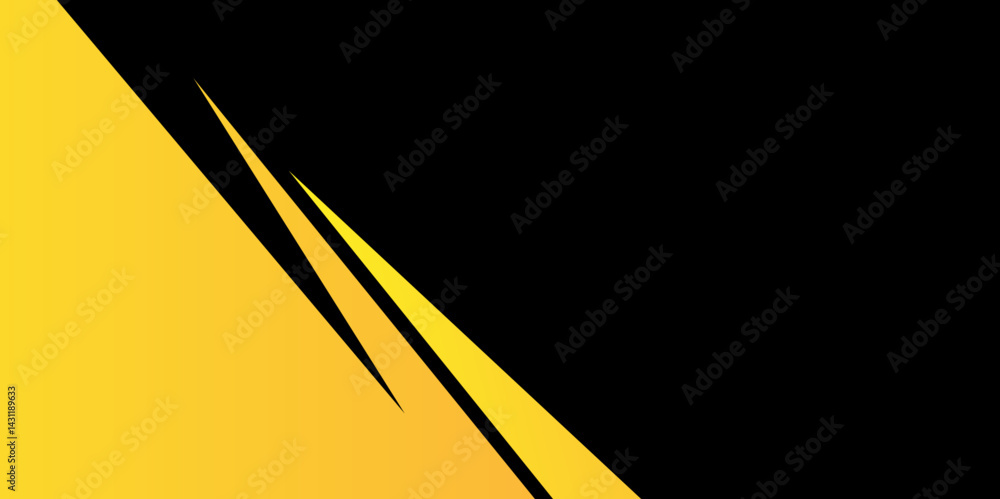 Aufkleber abstract template yellow geometric triangles contrast black background. overlapping design for cover