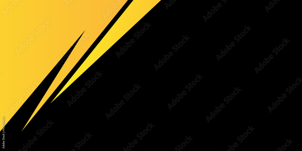 Poster abstract template yellow geometric triangles contrast black background. overlapping design for cover