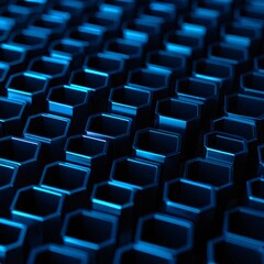 Obraz premium Abstract background with a pattern of interconnected dark blue geometric shapes illuminated