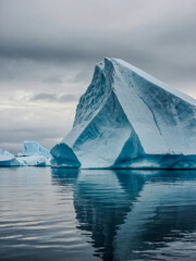 Iceberg icon with geometric lines.