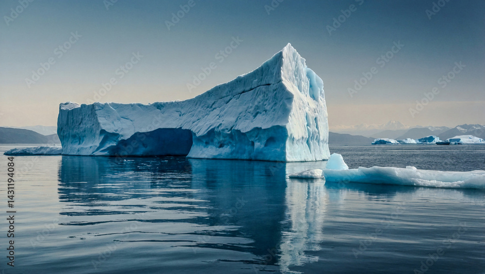 Poster iceberg phenomenon icon with simple color lines.