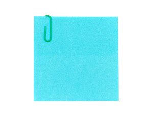 blank blue sticky note paper isolated on white