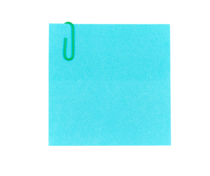 blank blue sticky note paper isolated on white