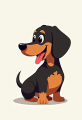 Cheerful Dachshund Delight: Flat Vector Illustration of a Happy Sausage Dog on White - Perfect Clipart for Dog Lovers, Pet-Themed Projects, and Adding a Touch of Canine Joy to Your Designs