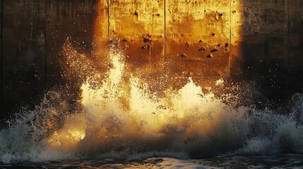 Moonlight Battering Beside Overview Waves Smashing