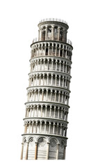 The Leaning Tower of Pisa: Iconic Italian Landmark with Unique Architecture and Historical Significance on transparent background