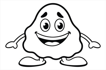 Y2K cartoon blob mascot with shifting moods – happy, sad, angry – each in glossy vector style