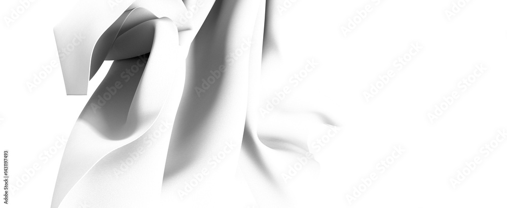 Poster a flowing white fabric drapes gracefully against a black background, creating a soft, abstract compo