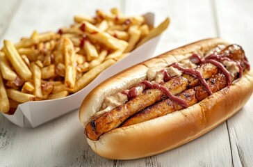 hot dog with mustard