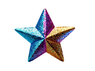 Obraz premium Colorful Star Isolated on White Background, PNG, Graphic Element, Decoration Art, Festive Design, Abstract Symbol, Modern Icon
