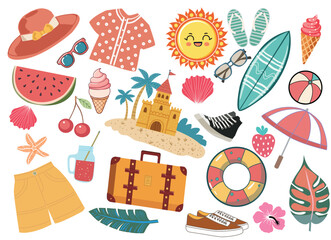 Collection of clothing for vacation or travel