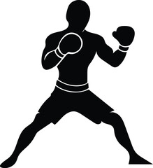 boxing boxer silhouette vector icon