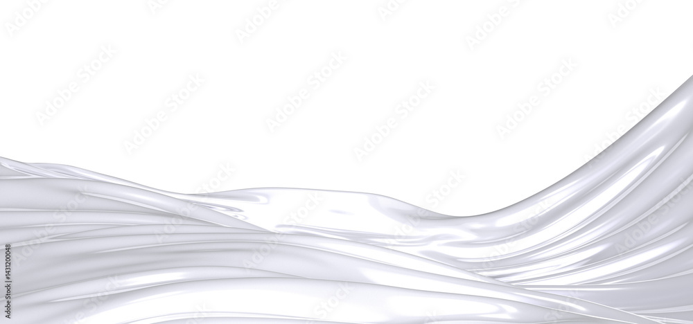 Poster a flowing white fabric drapes gracefully against a black background, creating a soft, abstract compo