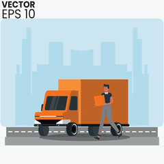 delivery truck on a white background