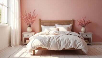 Serene and dreamy bedroom environment with soft lighting and colorful decor elements inviting comfort and peaceful restful moments