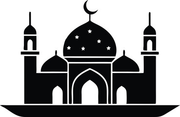 mosque silhouette vector icon, eid-ul-adha 