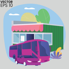 vector illustration of a bus with caravan