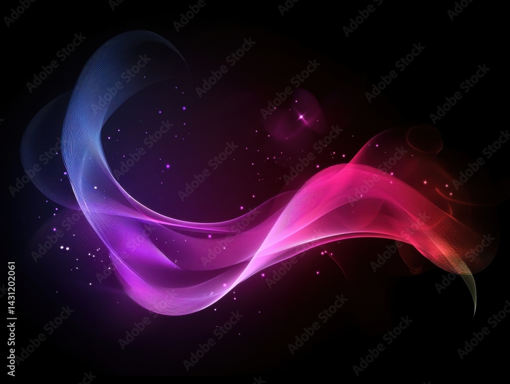 Poster abstract wave of light with vibrant colors on a dark background creating a modern and artistic desig